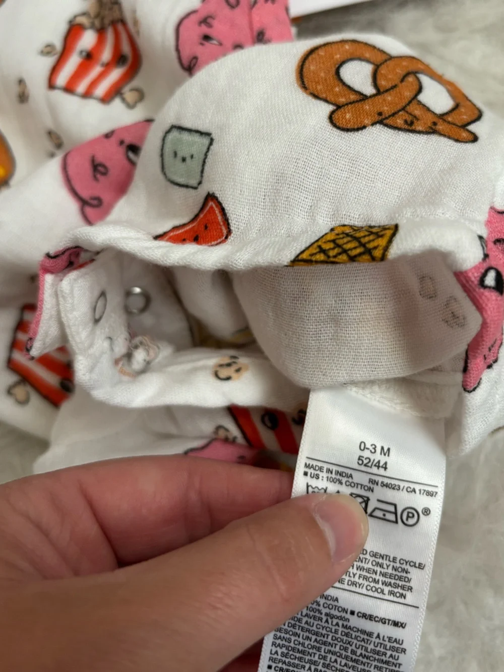 Old Navy White Baby Romper with Colorful, Festive Summer Snack AOP